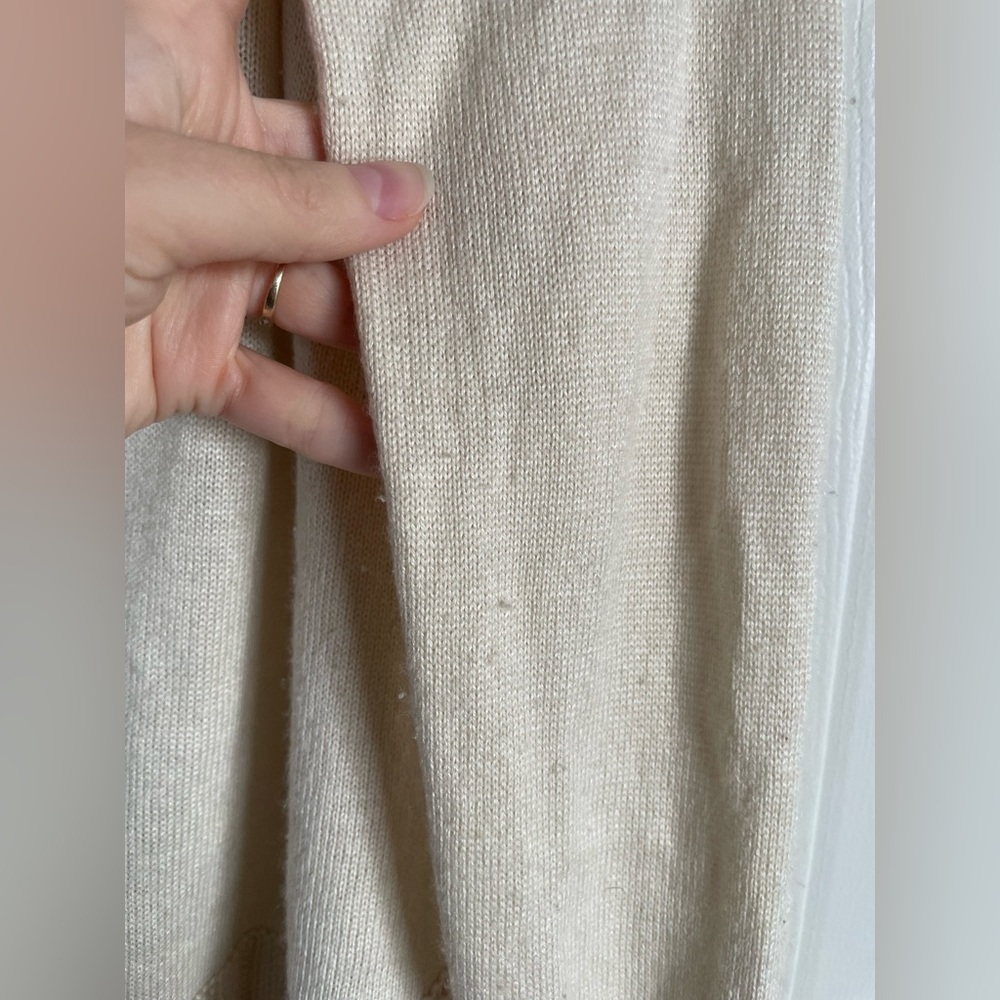 Cream Silk Cashmere Cardigan Embroidered Size L Romantic Classic Style - Picture 7 of 11